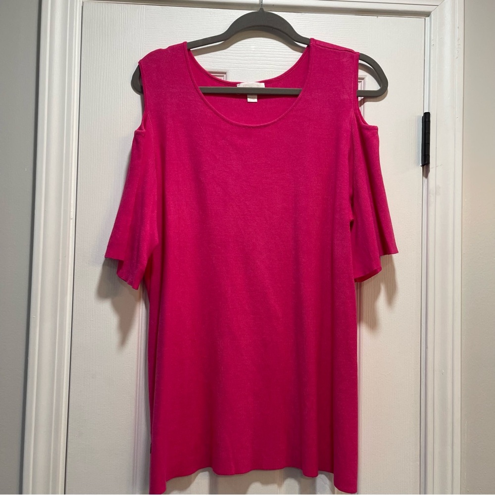 Belle by Kim Gravel Pink Cut Out Relaxed sweater Blouse